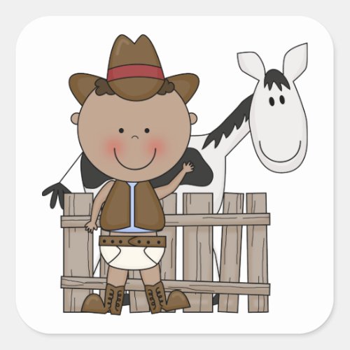 Cute Baby Boy  Horse Pony Custom Western Square Sticker