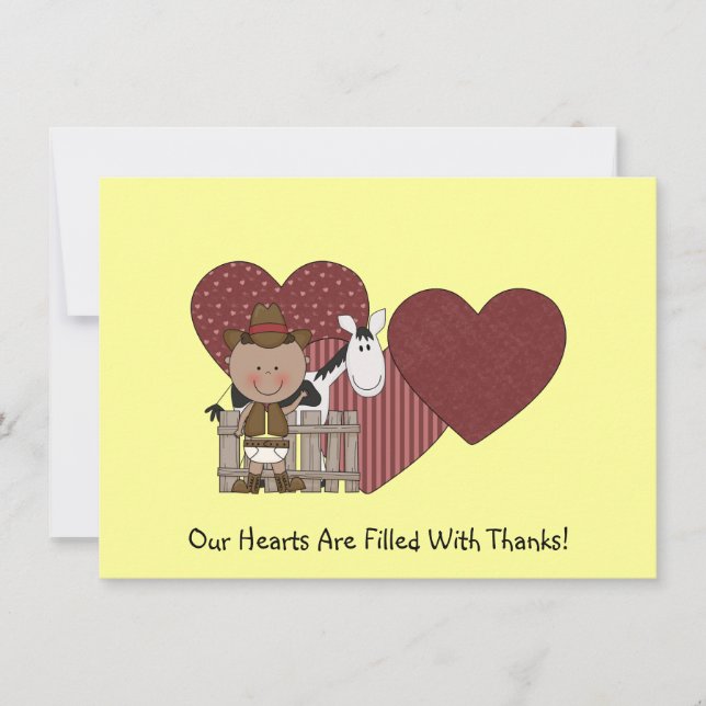 Cute Baby Boy Horse Pony Western Thank You (Front)