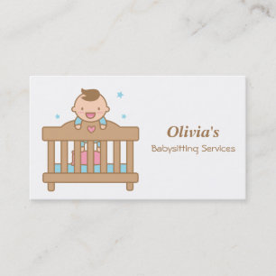 Cute Baby Boy in Cot Babysitting Business Cards