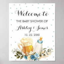 Cute Baby Boy is Brewing Blue Baby Shower Welcome