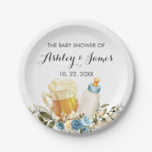 Cute Baby Boy is Brewing Blue Cheers Baby Shower