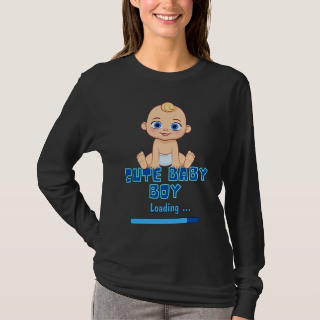 Cute Baby Boy Loading Gender Party Pregnancy It's  T-Shirt (Front)