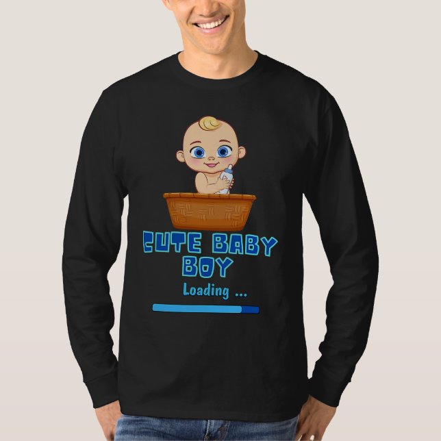Cute Baby Boy Loading Gender Party Pregnancy It's  T-Shirt (Front)