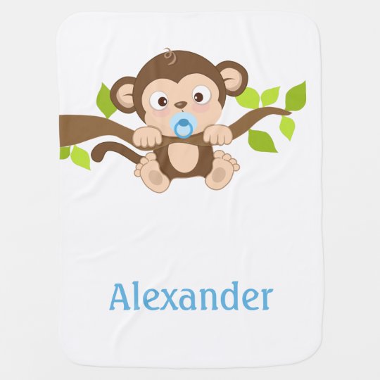 Cute Baby Boy Monkey Baby Blanket
