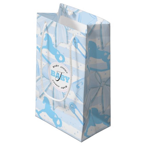 Cute Baby Boy Monogrammed Pattern Small Gift Bag