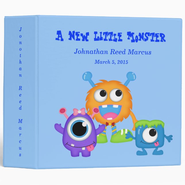 Cute Baby Boy Monsters Photo Memory  Album Binder (Front/Spine)