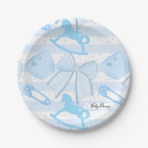 Cute Baby Boy Pattern Paper Plates