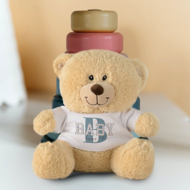 Cute Baby Boy Personalized Monogram Teddy Bear (Creator Uploaded)