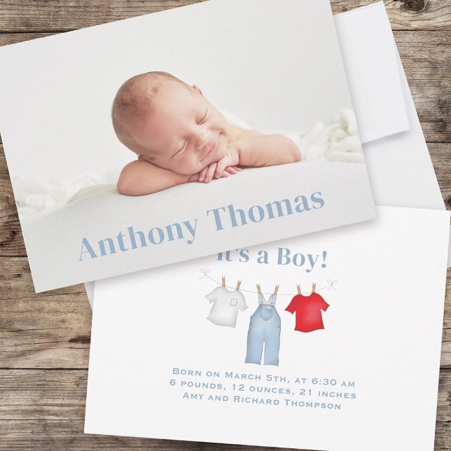 Cute Baby Boy Photo Personalized Announcement (Creator Uploaded)
