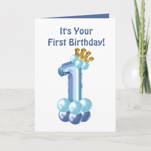 cute baby boy Prince first Birthday add sentiment Card