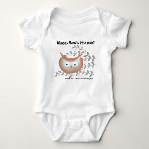 Cute Baby Boy Shirt Owl Picture in Brown & Teal