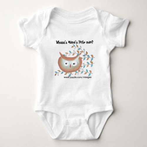 Cute Baby Boy Shirt Owl Picture in Brown  Teal