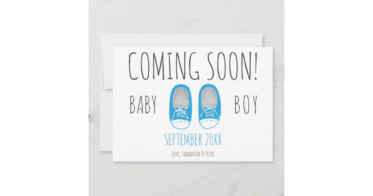 Cute baby boy shoes coming soon blue pregnancy ...