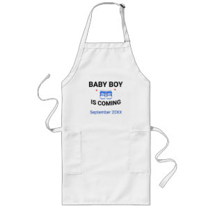 Cute Baby Boy Shoes Coming Soon Blue Pregnancy Long Apron