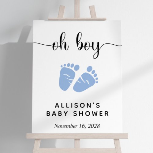 Cute Baby Boy Shower Blue Feet Welcome Sign