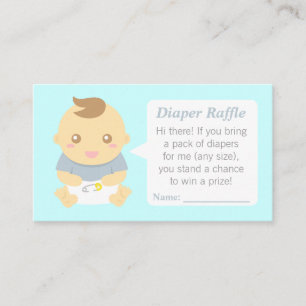 Cute Baby Boy Shower Diaper Raffle Tickets blue Enclosure Card