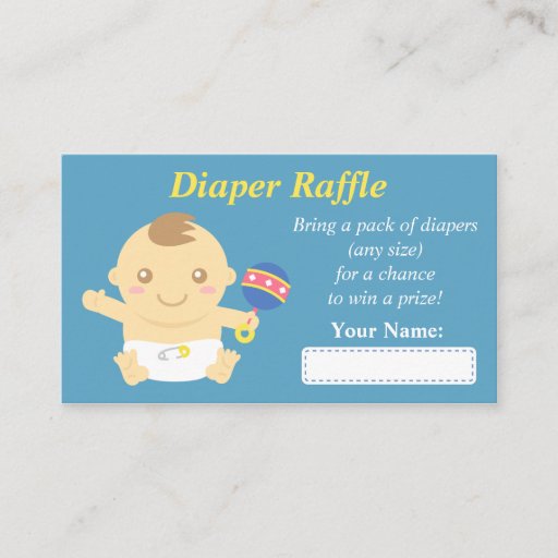 Customizable Cute Baby Boy Shower Diaper Raffle Tickets Business Card