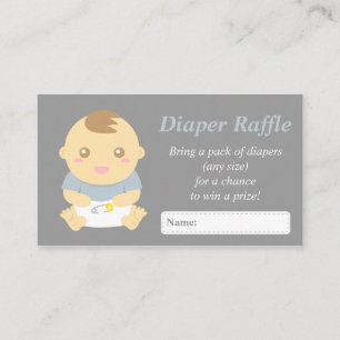 Cute Baby Boy Shower Grey Diaper Raffle Tickets Enclosure Card