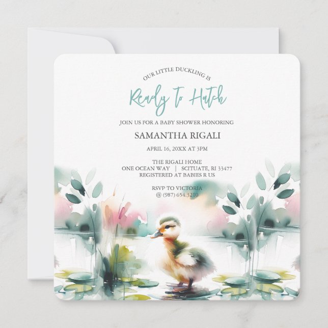 Cute Baby Boy Shower Invitations Duckling (Front)