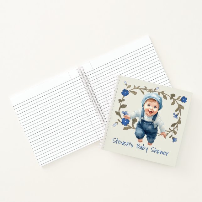 Cute Baby Boy Sitting in a Frame of Flowers Notebook (Inside)