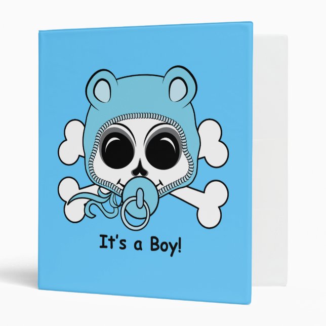 Cute Baby Boy Skull 3 Ring Binder (Front/Inside)