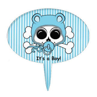Cute Baby Boy Skull Cake Topper