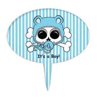 Cute Baby Boy Skull Cake Topper