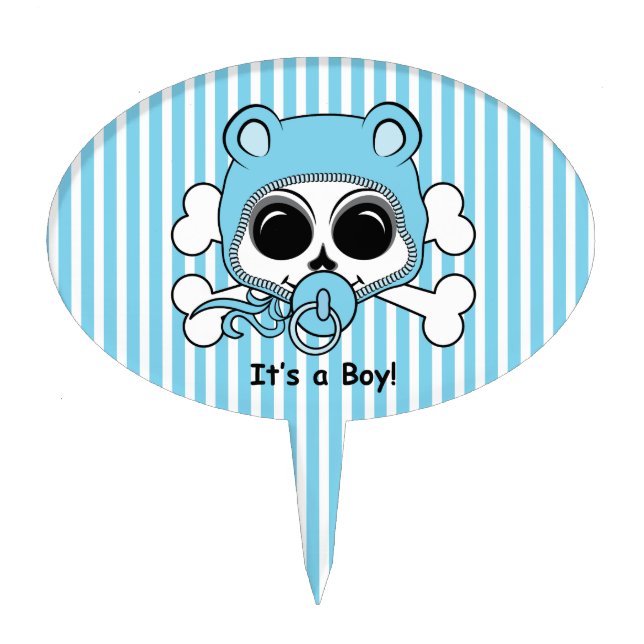 Cute Baby Boy Skull Cake Topper (Front)