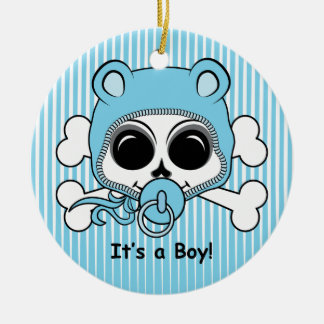 Cute Baby Boy Skull Ceramic Ornament