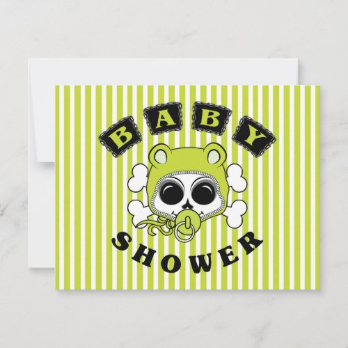 Cute Baby Boy Skull - Lime Green Invitations