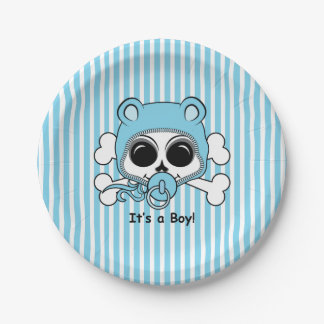 Cute Baby Boy Skull Paper Plates