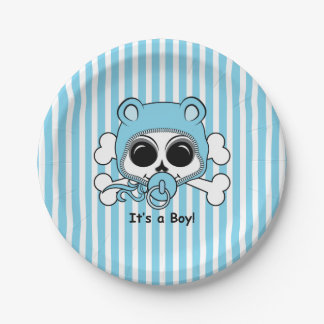 Cute Baby Boy Skull Paper Plates