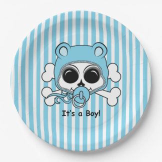 Cute Baby Boy Skull Paper Plates
