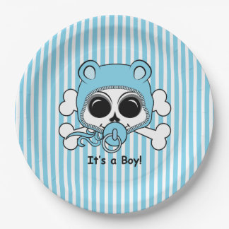 Cute Baby Boy Skull Paper Plates