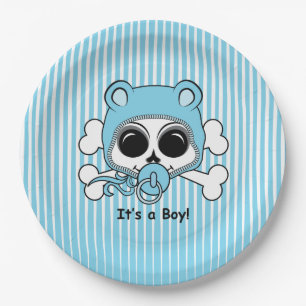 Cute Baby Boy Skull Paper Plates
