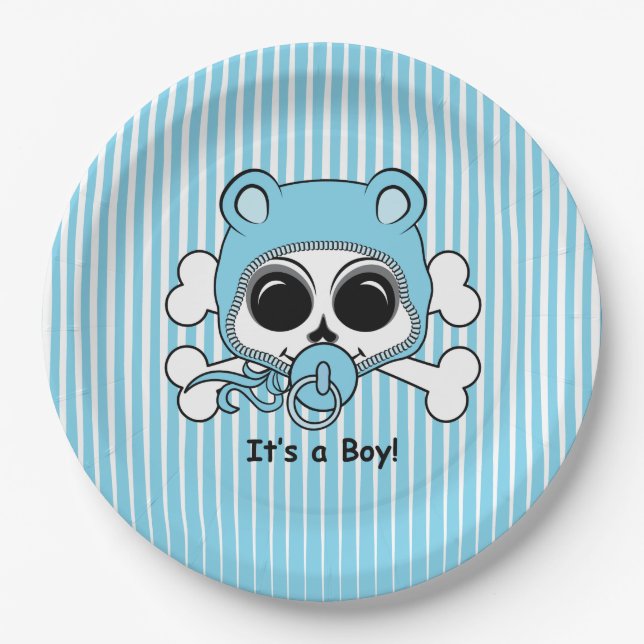 Cute Baby Boy Skull Paper Plates (Front)