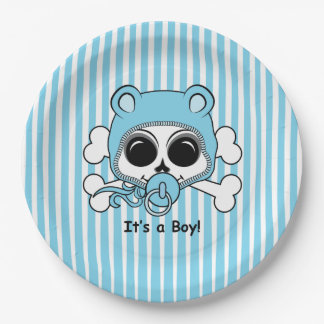 Cute Baby Boy Skull Paper Plates