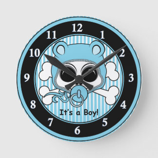 Cute Baby Boy Skull Round Clock