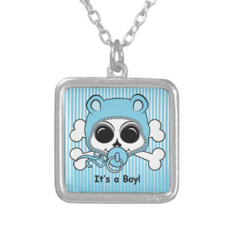 Cute Baby Boy Skull Silver Plated Necklace