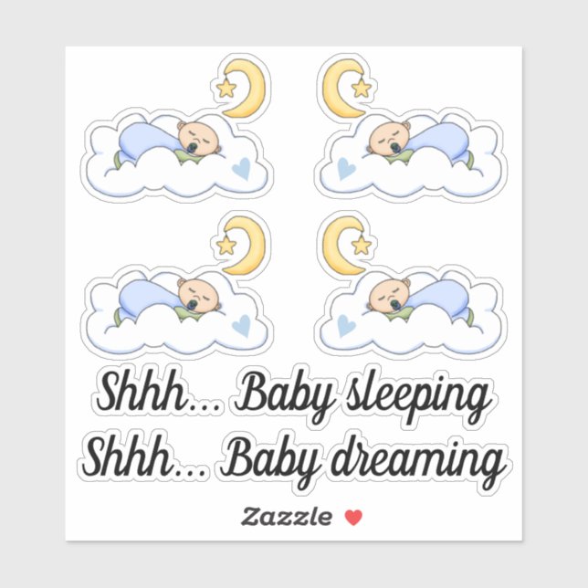 Cute baby boy sleeping on a cloud sticker (Sheet)