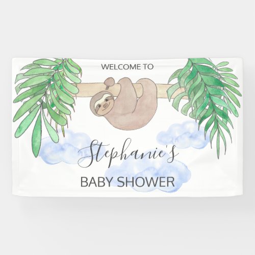 Cute Baby Boy Sloth Baby Shower Banner