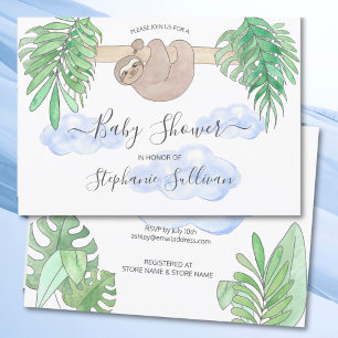 Cute Baby Boy Sloth Baby Shower Invitation