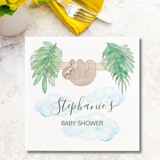 Cute Baby Boy Sloth Baby Shower Napkins (Creator Uploaded)