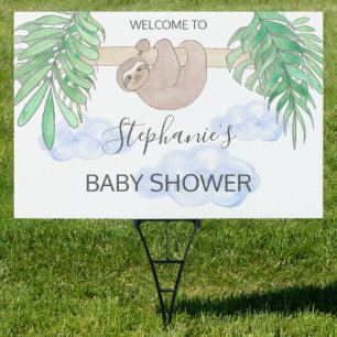 Cute Baby Boy Sloth Baby Shower Yard Sign