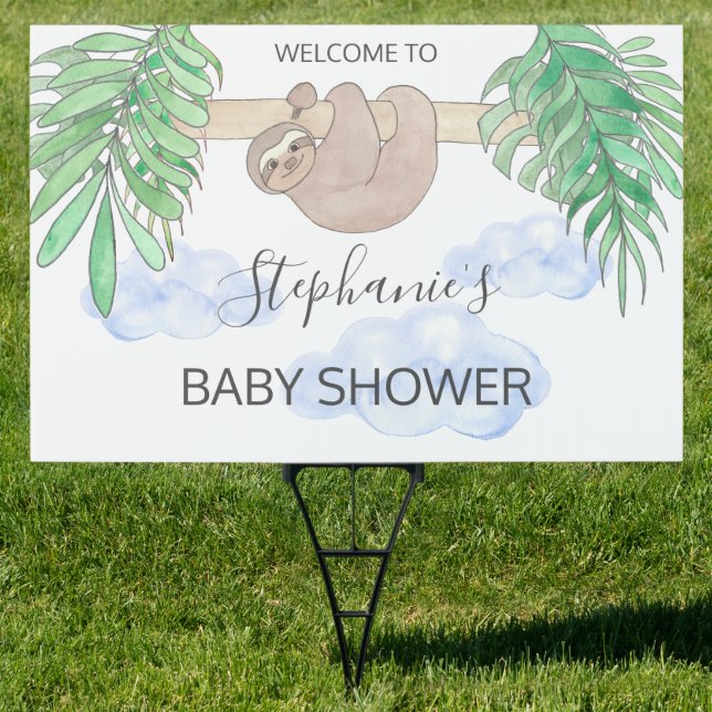 Cute Baby Boy Sloth Baby Shower Yard Sign (Insitu)
