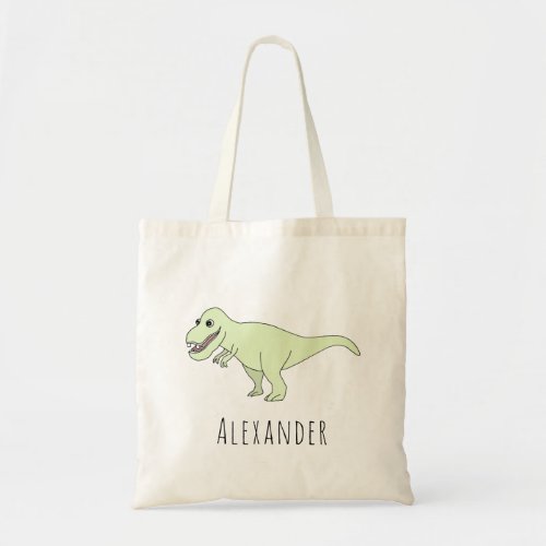 Cute Baby Boy T_Rex Dinosaur with Name Diaper Tote Bag