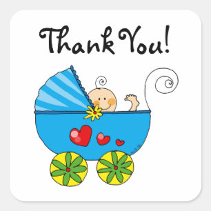 Cute baby boy thank you square sticker
