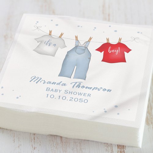 Cute Baby Boy Whimsical Denim Blue Baby Clothes Napkins