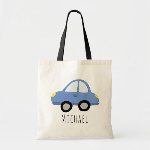 Cute Baby Boys Car Vehicle and Name Tote Bag