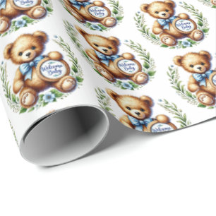 Cute baby boys welcome baby wrapping paper
